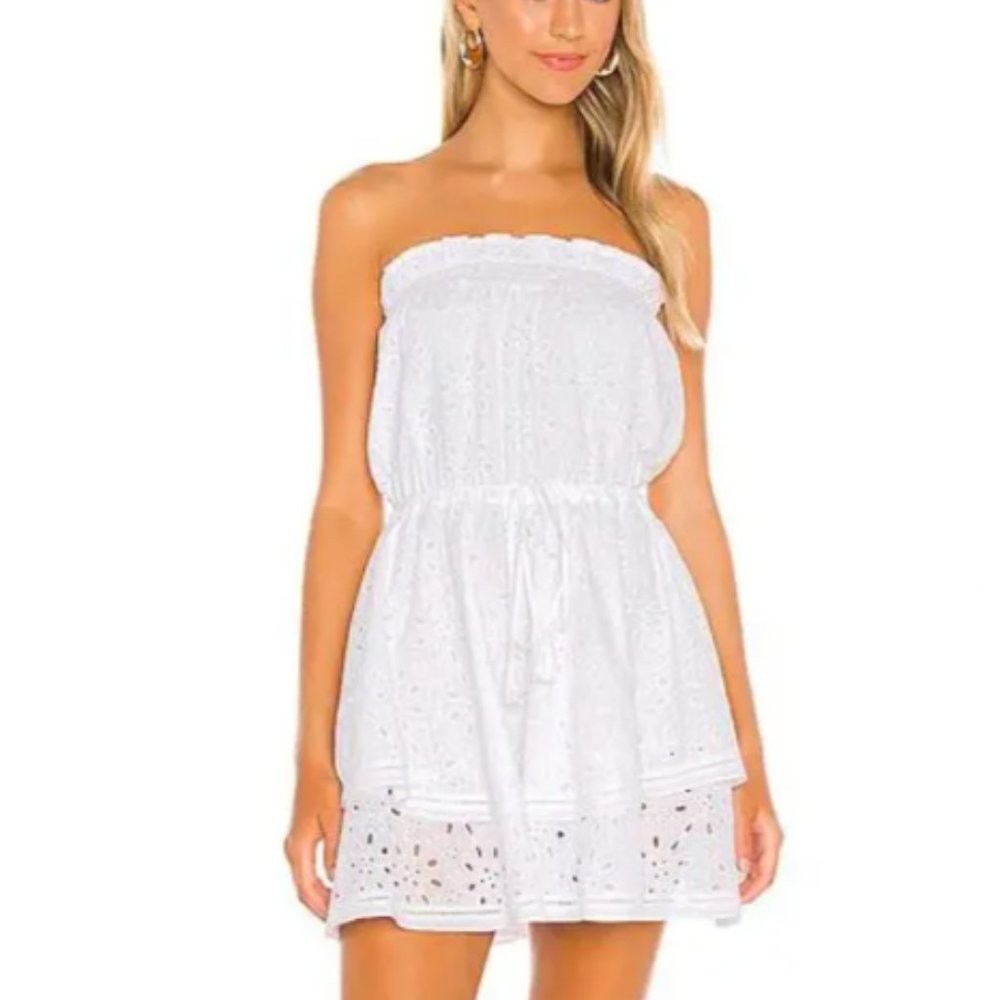 1 State Tiered Cotton Eyelet Dress in White